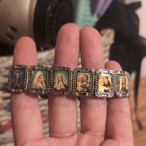 5 For $15 Catholic Christian Mother Mary Picture Tile Bracelet